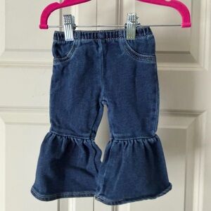 Baby Dark Blue Ruffle Hem Denim-Look Pants 3-6 mo